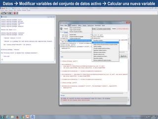 Datos  Modificar variables del conjunto de datos activo  Calcular una nueva variable
 