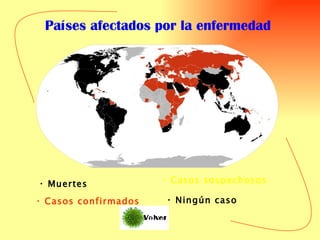 Países afectados por la enfermedad Muertes Casos confirmados Casos sospechosos Ningún caso 