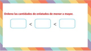 Ordeno las cantidades de enlatados de menor a mayor.