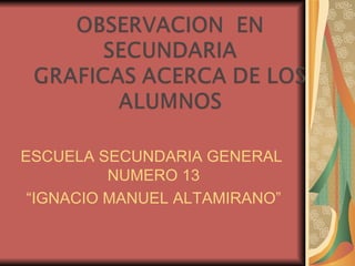 ESCUELA SECUNDARIA GENERAL  NUMERO 13 “ IGNACIO MANUEL ALTAMIRANO” 