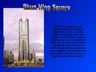 Shun Hing Square és un gratacel situat a la ciutat de  Shenzhen , a Xina. La seva altura estructural és de 384 metres i té 69 plantes. La seva construcció es va completar el 1996 i per un any va ser l'edifici més alt de Xina, fins que el CITIC Plaza de  Guangzhou  va ser completat. Actualment és el quart edifici més alt de Xina, i el vuitè en el ranking mundial. Shun Hing Square 