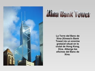 La Torre del Banc de Xina (Xinesa's Bank Tower) és un enorme gratacel situat en la ciutat de Hong Kong, Xina. Alberga les oficines del Banc de Xina.  Xina Bank Tower 