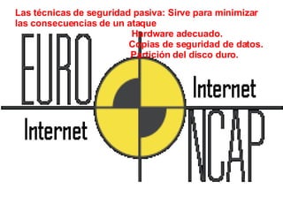 Las técnicas de seguridad pasiva: Sirve para minimizar las consecuencias de un ataque Hardware adecuado. Copias de seguridad de datos. Partición del disco duro. 