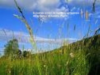 Buscando el bien de nuestros semejantes encontramos el nuestro.   Platón   