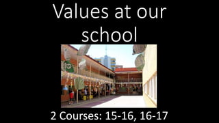 Values at our
school
2 Courses: 15-16, 16-17
 