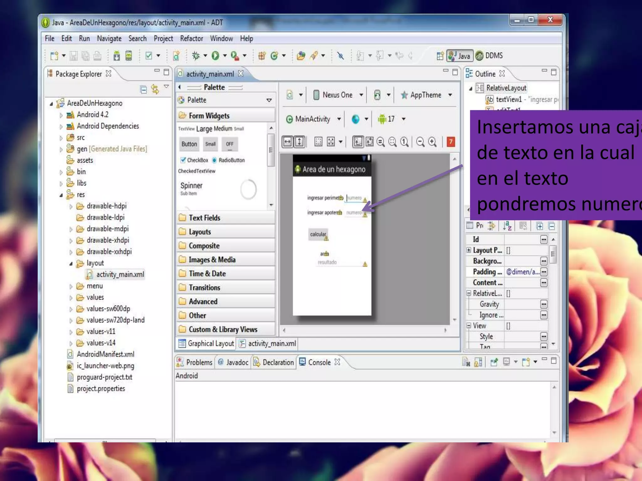 Insertamos una caja
de texto en la cual
en el texto
pondremos numero