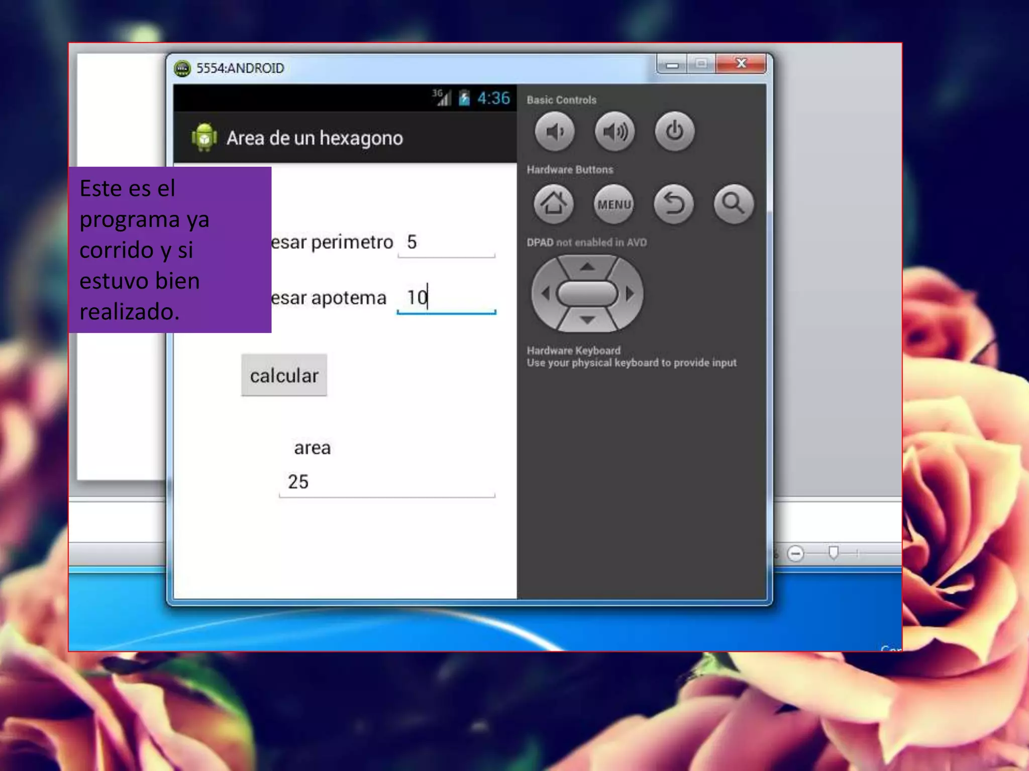 Este es el
programa ya
corrido y si
estuvo bien
realizado.