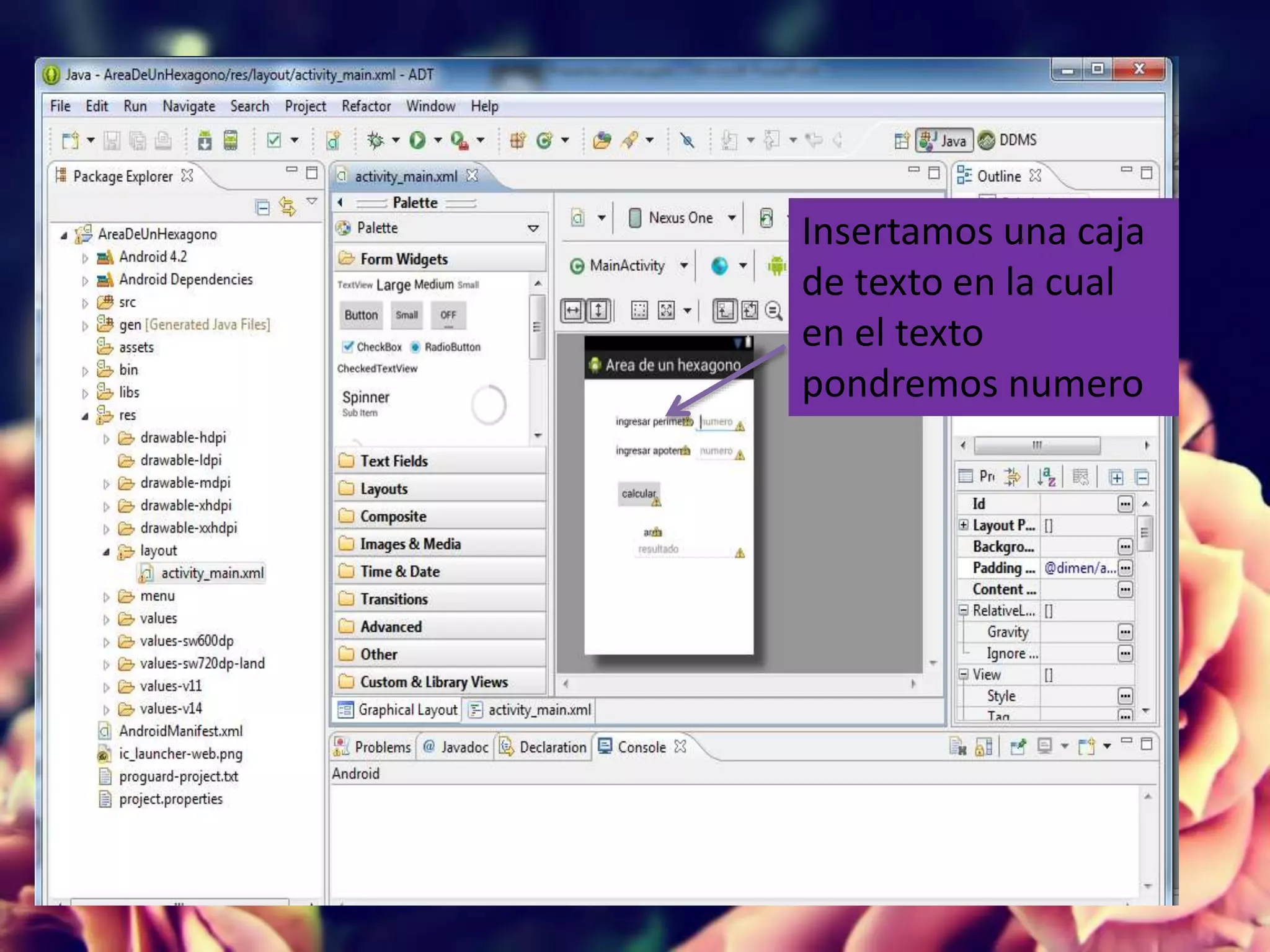 Insertamos una caja
de texto en la cual
en el texto
pondremos numero