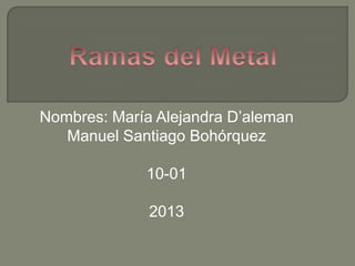 Nombres: María Alejandra D’aleman
Manuel Santiago Bohórquez
10-01
2013
 