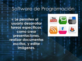  Le permiten al 
usuario desarrollar 
tareas específicas, 
como crear 
presentaciones, 
realizar documentos 
escritos, y editar 
imágenes. 
 