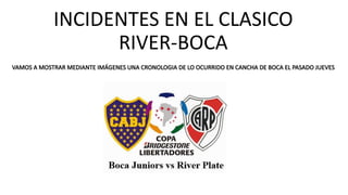 INCIDENTES EN EL CLASICO
RIVER-BOCA
 