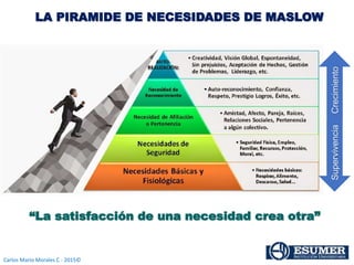 Carlos Mario Morales C - 2015©
LA PIRAMIDE DE NECESIDADES DE MASLOW
“La satisfacción de una necesidad crea otra”
SupervivenciaCrecimiento
 