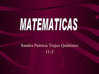 Sandra Patricia Trejos Quiñónez 11-3 MATEMATICAS                          