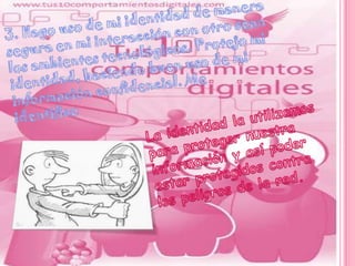 3. Hago uso de mi identidad de manera segura en mi interacción con otro sean los ambientes tecnológicos. Protejo mi identidad, haciendo buen uso de mi información confidencial. Me identifico La identidad la utilizamos para proteger nuestra información y así poder estar protegidos contra los peligros de la red.