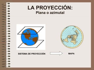 LA PROYECCIÓN: Plana o azimutal SISTEMA DE PROYECCIÓN MAPA  