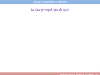 La clave principal tipos de datos
 
