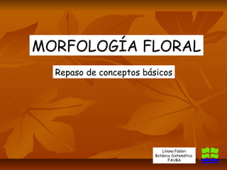 MORFOLOGÍA FLORAL
Repaso de conceptos básicos
Liliana Fabbri
Botánica Sistemática
FAUBA
 