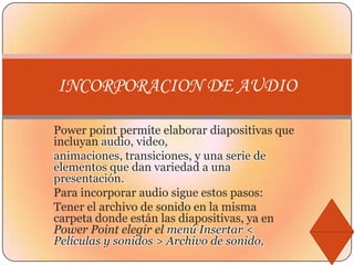 Puede insertar un organigrama en un documento para ilustrar la estructura de una organización o representar otras relaciones jerárquicas, como las familias, géneros y especies de organismos biológicos.En powerpointen la barra de menú seleccionamos la opción insertar.Dar clic en gráficos SmartArt. Esta nos muestra una lista de diferentes estilos de gráficos, de los cuales el usuario podrá escoger el que mas le agrade.INSERTAR DIAGRAMAS 