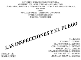 REPUBLICA BOLIVARIANA DE VENEZUELA 
MINISTERIO DEL PODER POPULAR PARA LA DEFENSA 
UNIVERSIDAD NACIONAL EXPERIMENTAL POLITECNICA DE LA FUERZA ARMADA 
NACIONAL 
UNEFA 
NUCLEO: GUATIRE – EXTENCION: CAUCAGUA 
MATERIA: ORDEN CERRADO 
ING CIVIL 4TO SEMESTRE 
ALUIMNOS: 
JOSE GIL C.I:23780687 
BLANCA URIBE C.I:22540577 
CARLOS URRIETA C.I:21377492 
MAILIN OSIO C.I:23613780 
EWARD HERNANDEZ C.I:23192016 
YEISON BLANCO C.I:19788365 
JHONMAR TERAN C.I:20208022 
INSTRUCTOR: 
CRNEL.HERMES 
 