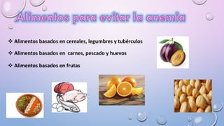  Alimentos basados en cereales, legumbres y tubérculos
 Alimentos basados en carnes, pescado y huevos
 Alimentos basados en frutas
 