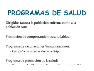C. MATRONA Seguimiento del puerperio: - Examen de salud - Captación del recién nacido e inclusión en el programa del niño Atención integral de la mujer en el climaterio: - Valoración clínica, funcional y psicológica - Programas de gimnasia y relajación   Revisión de historias de salud:  ABUCASIS 