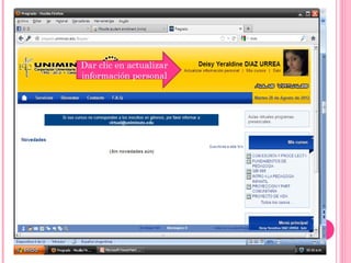 Dar clic en actualizar
información personal
 
