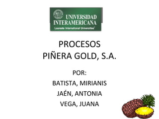 PROCESOS PIÑERA GOLD, S.A. POR: BATISTA, MIRIANIS JAÉN, ANTONIA VEGA, JUANA 