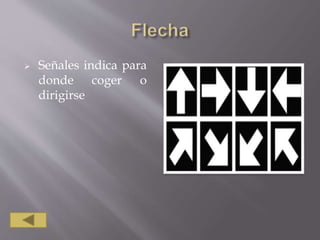  Señales indica para
donde coger o
dirigirse
 