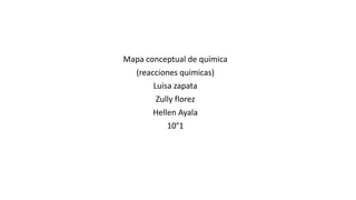 Mapa conceptual de química
(reacciones quimicas)
Luisa zapata
Zully florez
Hellen Ayala
10°1
 