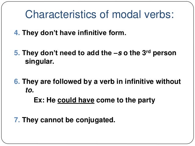 Resultado de imagen de MODAL VERBS CHARACTERISTICS