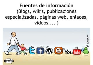 Fuentes de información
(Blogs, wikis, publicaciones
especializadas, páginas web, enlaces,
id )videos.... )
 