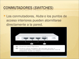 Los conmutadores,  Hubs  o los puntos de acceso interiores pueden atornillarse directamente a la pared. 