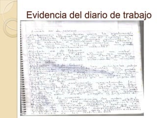 Evidencia del diario de trabajo
 