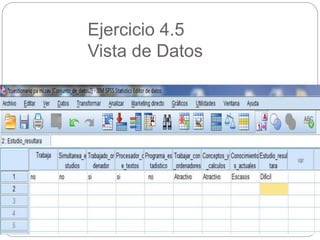 Ejercicio 4.5
Vista de Datos
 