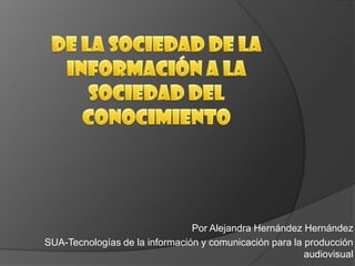 Por Alejandra Hernández Hernández
SUA-Tecnologías de la información y comunicación para la producción
audiovisual
 