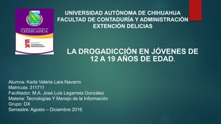 La drogadicción en jóvenes de 12 a 19 años de edad | PPT