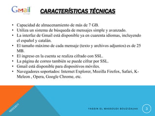 CARACTERÍSTICAS TÉCNICAS09/03/2011YASSIN EL MASSOUDI BOUZIZAUAA3Capacidad de almacenamiento de más de 7 GB.