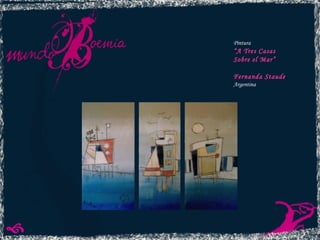 Pintura “ A Tres Casas  Sobre el Mar” Fernanda Staude Argentina 