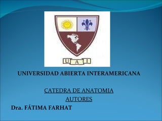 UNIVERSIDAD ABIERTA INTERAMERICANA CATEDRA DE ANATOMIA AUTORES Dra. FÁTIMA FARHAT 