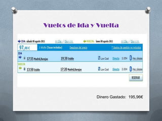 Vuelos de Ida y VueltaDinero Gastado:  195,96€