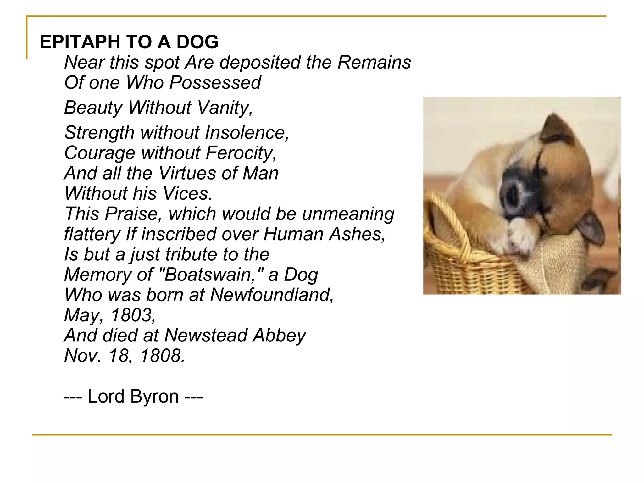 Epitaph of a dog | PPT