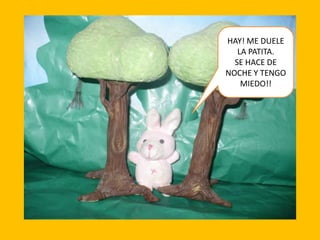 HAY! ME DUELE
LA PATITA.
SE HACE DE
NOCHE Y TENGO
MIEDO!!

 