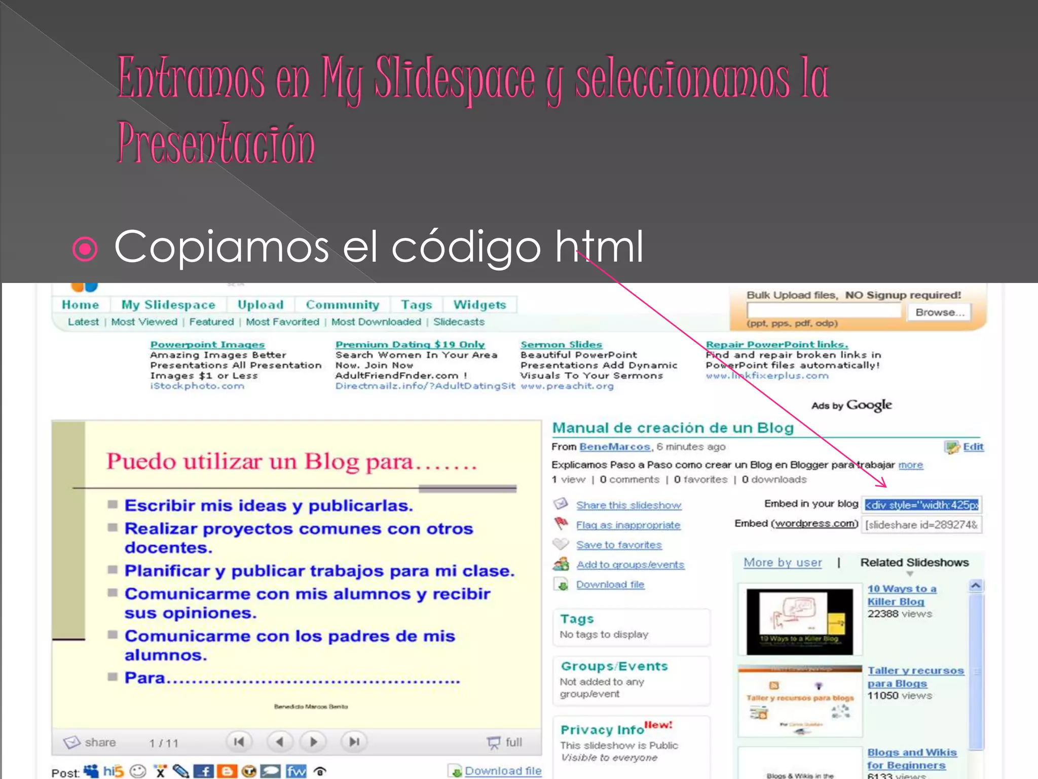  Copiamos el código html
 