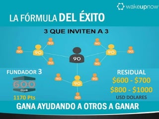 FUNDADOR 3 
1170 Pts 
RESIDUAL 
$600 - $700 
$800 - $1000 
USD DOLARES 
 