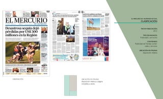 EL MERCURIO DE VALPARAÍSO ACTUAL
                                                            CLASIFICACIÓN


                                                            FECHA PUBLICACIÓN;
                                                                             2012

                                                               TIPO DE ANUNCIO:
                                                           Publicidad y servicvios

                                                                     CONTENIDO:
                                                    Publicidad de Tiendas comer-
                                                                 ciales y servicios

                                                         UBICACIÓN EN PÁGINA:
                                                               disposición relativa




OBSERVACIÓN:   UBICACIÓN EN PÁGINA:
               disposición relativa, a página
               completa a veces.
 