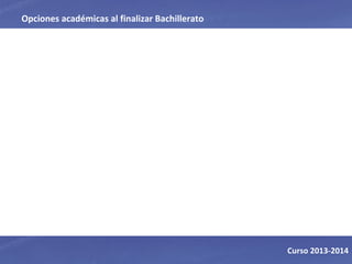 Opciones académicas al finalizar Bachillerato
Curso 2013-2014
 