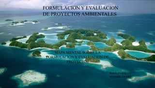 FORMULACION Y EVALUACION
DE PROYECTOS AMBIENTALES
MAPA MENTAL SOBRE LA
FORMULACION Y EVALUACION DE
PROYECTOS
PARTICIPANTE:
YOSMARY CASTRO
 