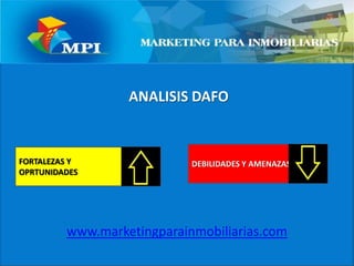 ANALISIS DAFOwww.marketingparainmobiliarias.comDEBILIDADES Y AMENAZASFORTALEZAS YOPRTUNIDADES