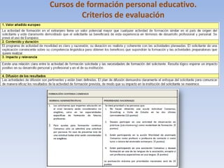 Cursos de formación personal educativo.
        Criterios de evaluación
 