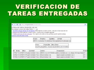 VERIFICACION DE TAREAS ENTREGADAS 